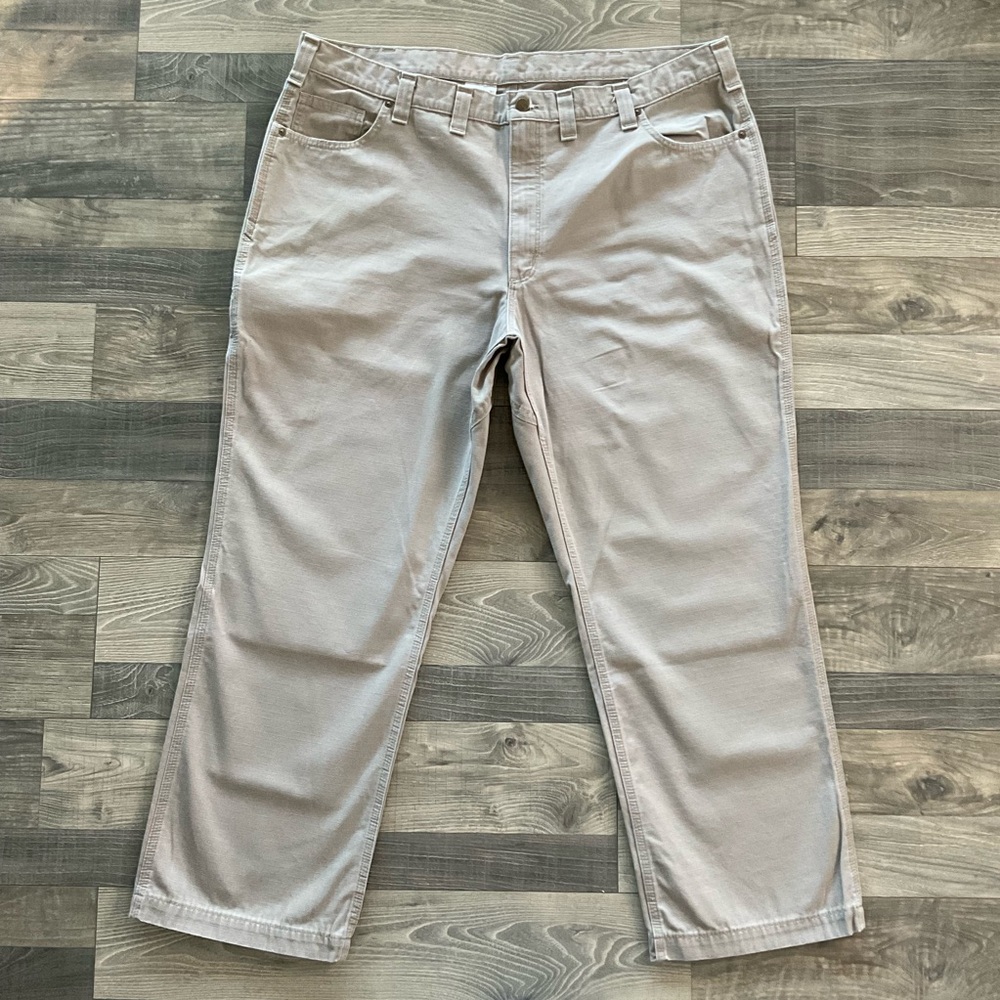 44x30 Carhartt Ripstop Cell Phone Pocket Relaxed Pants Mens Tan Khaki 100634 251